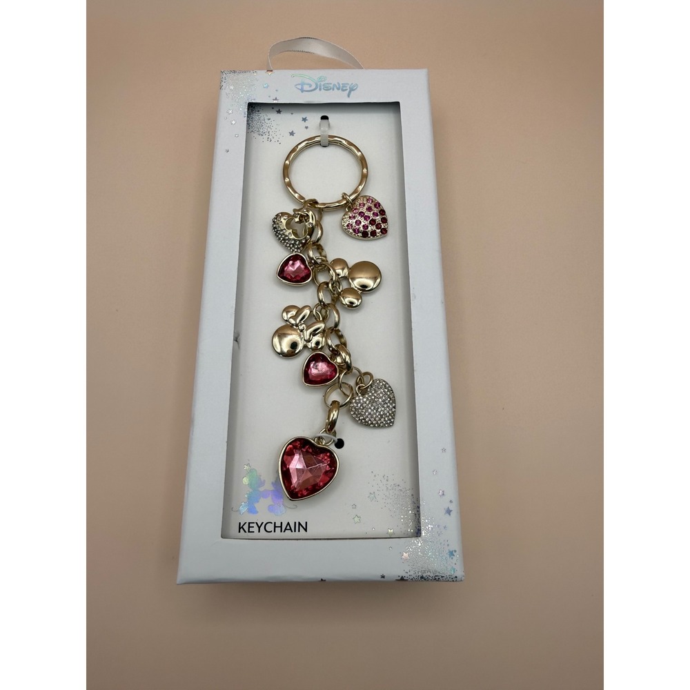 Disney x LA Rocks Minnie Mouse Gold Bag‎ Charm Keychain NIB Pink Bow Gift